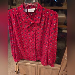 Joseph Red Geometric Print Blouse